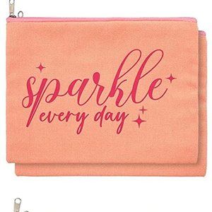 NWOT Women’s Makeup Accessory Orange CosmeticBag With FunSaying-Sparkle EveryDay